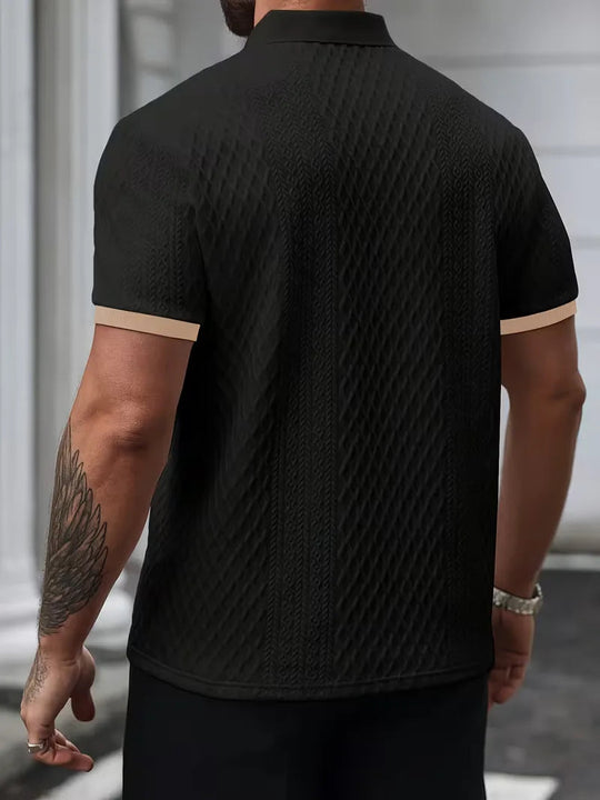 Polo met V-neck en jacquard patroon 8