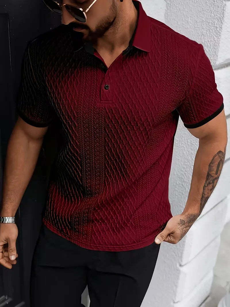 Polo met V-neck en jacquard patroon 9