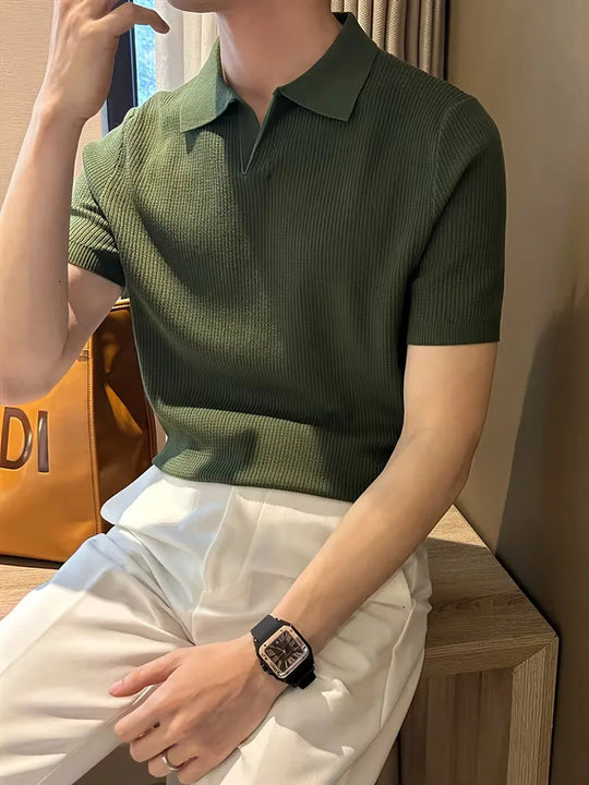 Polo met V-neck en korte mouwen 1
