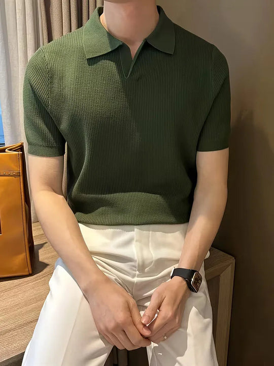 Polo met V-neck en korte mouwen 2