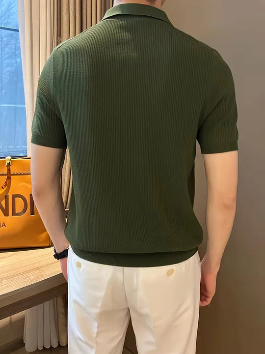 Polo met V-neck en korte mouwen 3