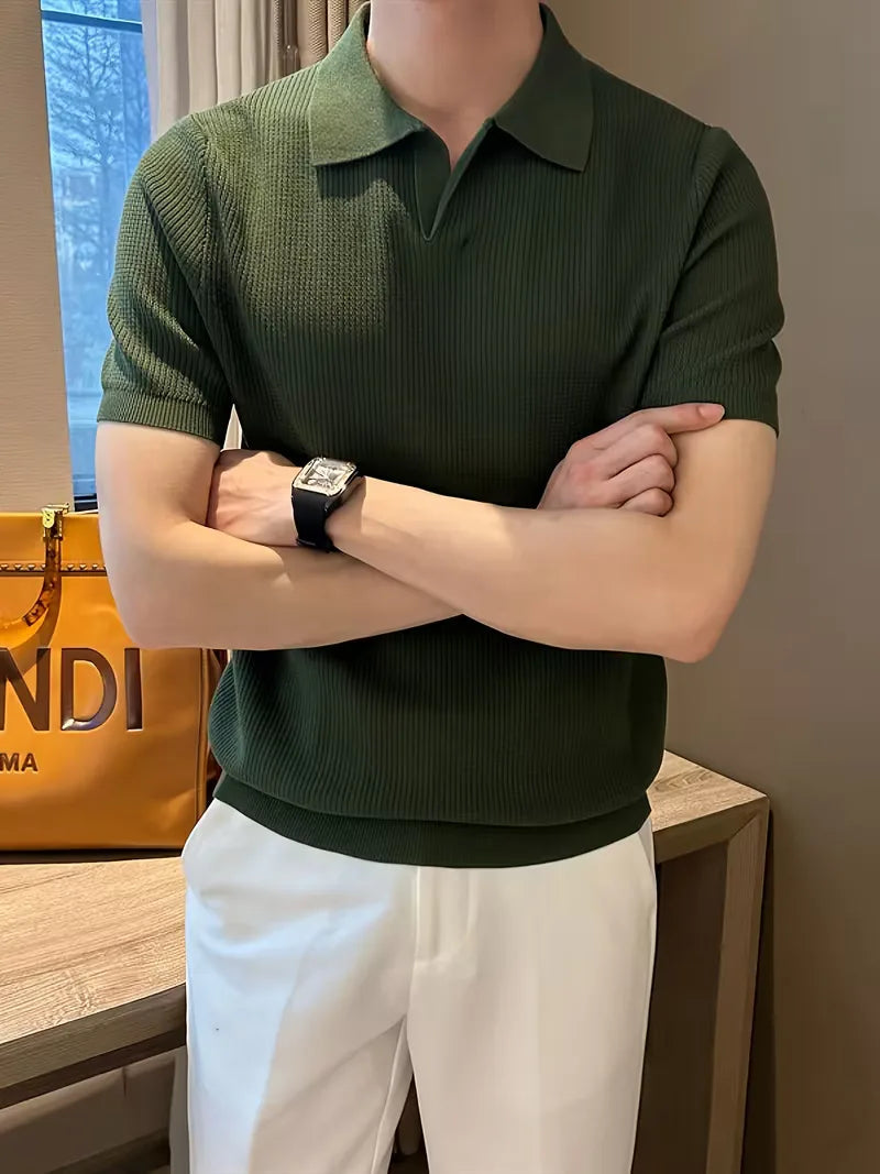 Polo met V-neck en korte mouwen 4