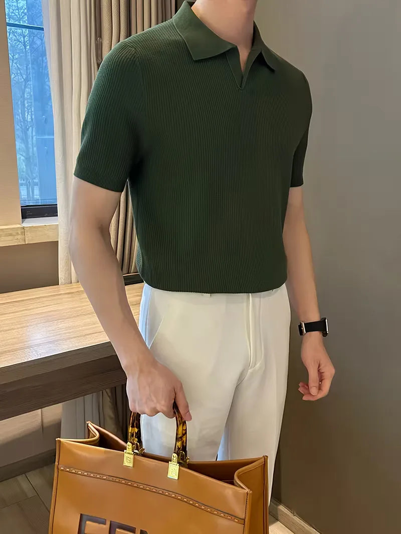 Polo met V-neck en korte mouwen 5