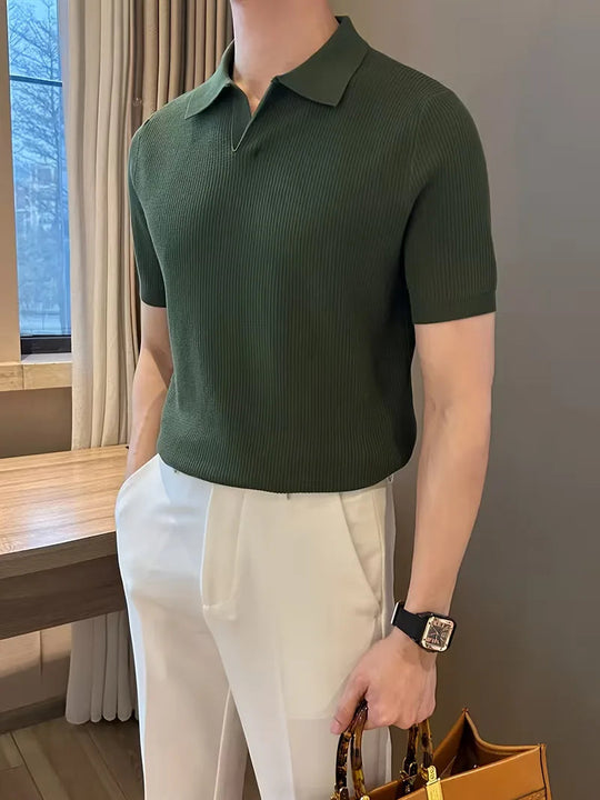 Polo met V-neck en korte mouwen 6