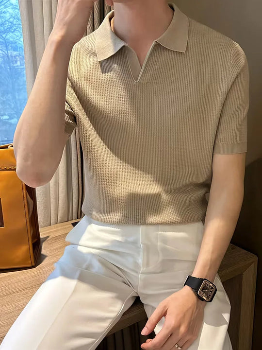 Polo met V-neck en korte mouwen 7