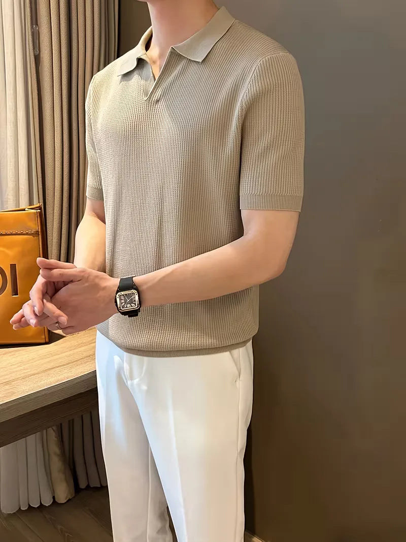 Polo met V-neck en korte mouwen 8