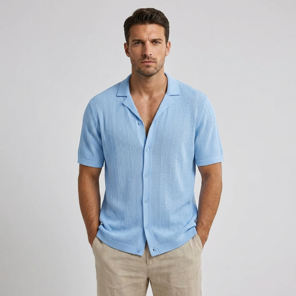 Poloshirt | Gebreid Zomershirt met Open Kraag