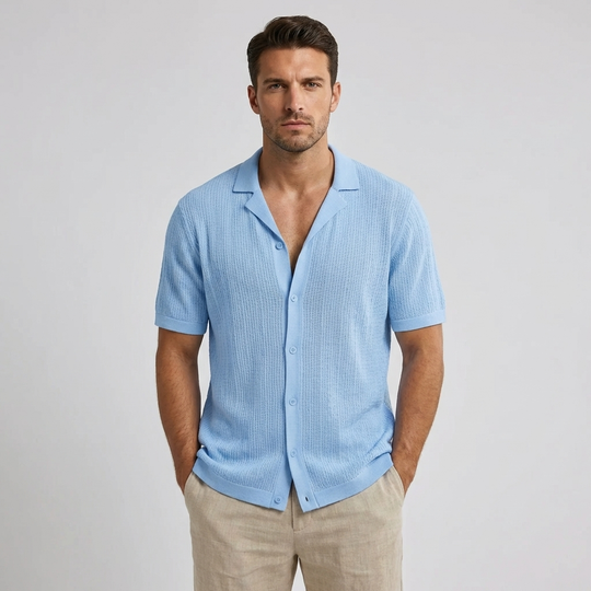 Poloshirt | Gebreid Zomershirt met Open Kraag