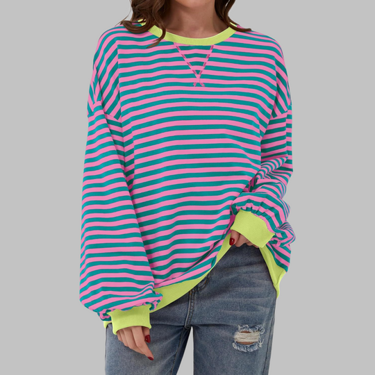 Oversize-Sweatshirt Damen | Retro-Streifenmuster