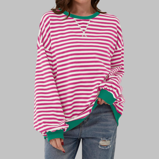 Oversize-Sweatshirt Damen | Retro-Streifenmuster
