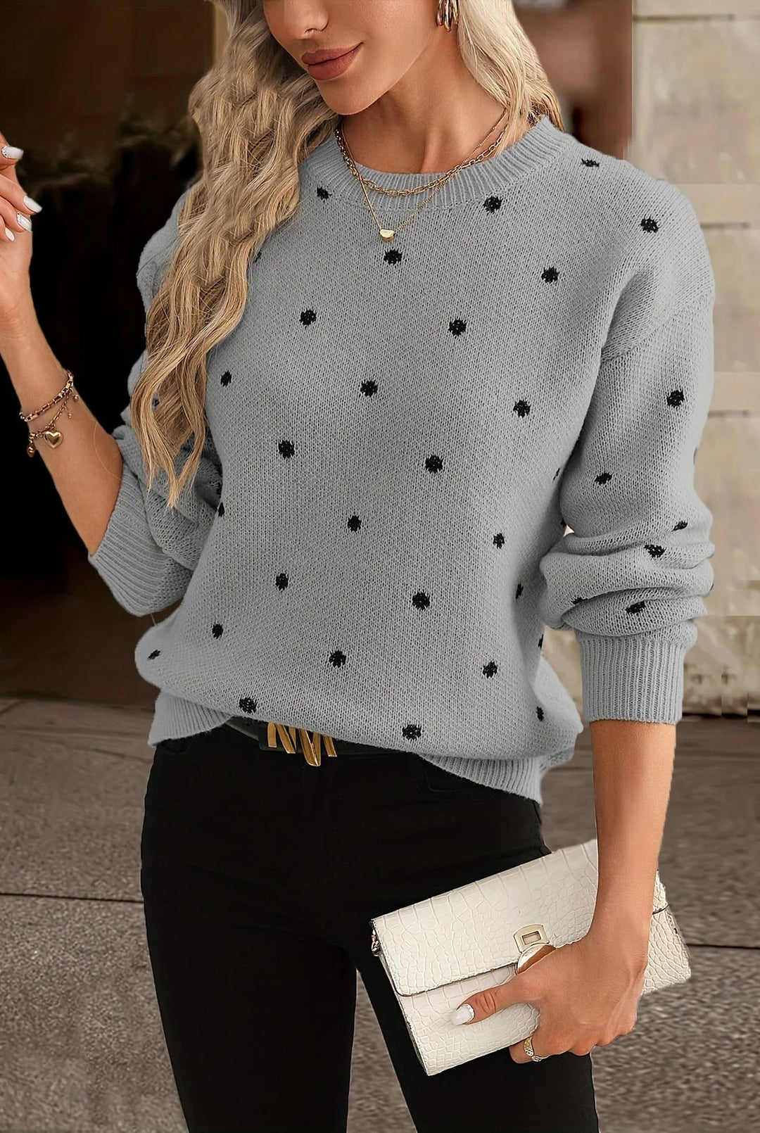 Pullover Damen | Polka Dots & Rundhals