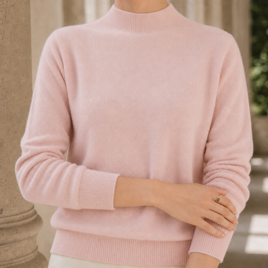 Damen-Kaschmirpullover mit langen Ärmeln und klassischer Passform