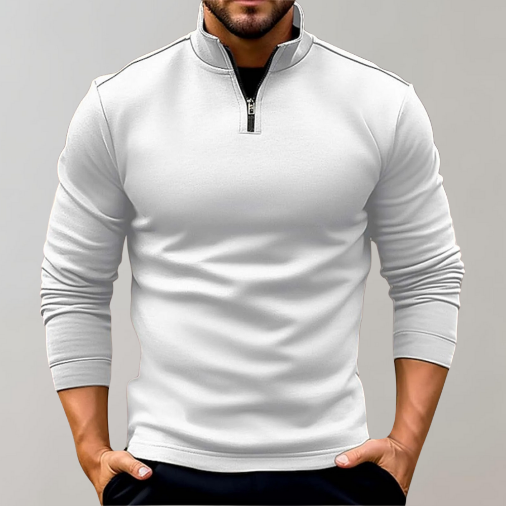Men's Zipper Lapel Polo Shirt 1