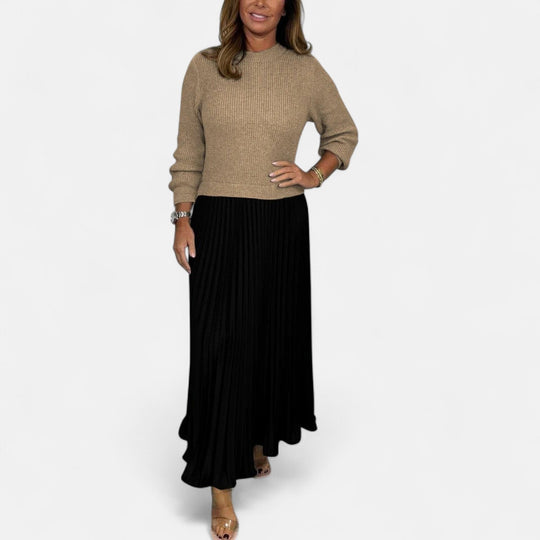 Pulloverkleid Damen | Plissee & Maxi-Länge