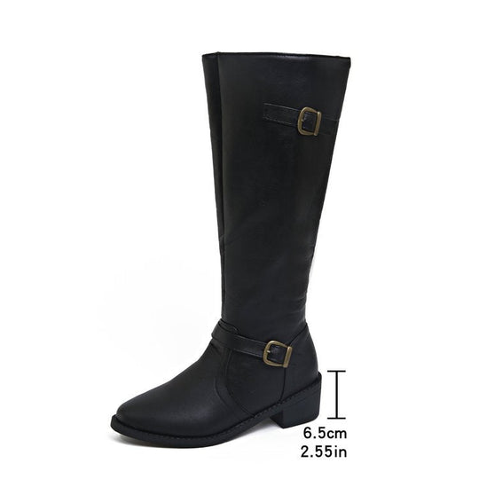 Damenstiefel in kniehoher Form mit markantem Blockabsatz