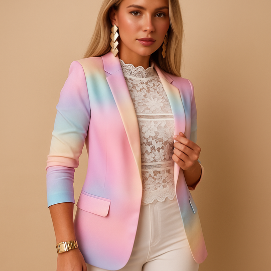 Rive | Elegante Dames Blazer met Heldere Print en Sjaalkraag 7
