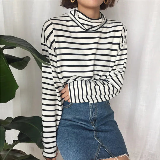 Rollkragenbluse Damen | Gestreift & Locker Geschnitten 6