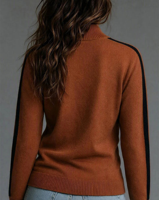 Rollkragenpullover Damen | Farbblockdesign & Gerade Passform