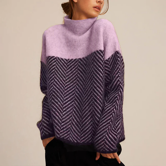 Rollkragenpullover Damen | Fischgratmuster & Standfester Kragen 3