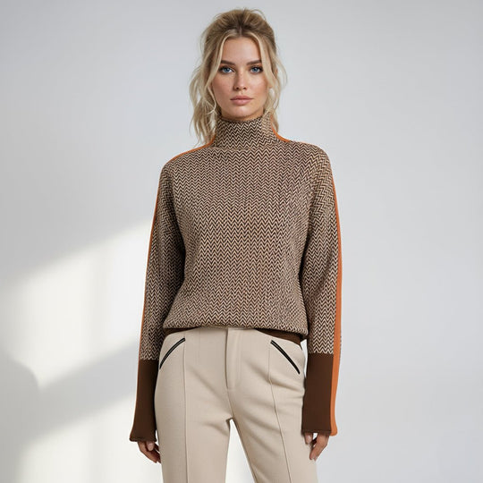Rollkragenpullover Damen | Geometrisches Muster 5