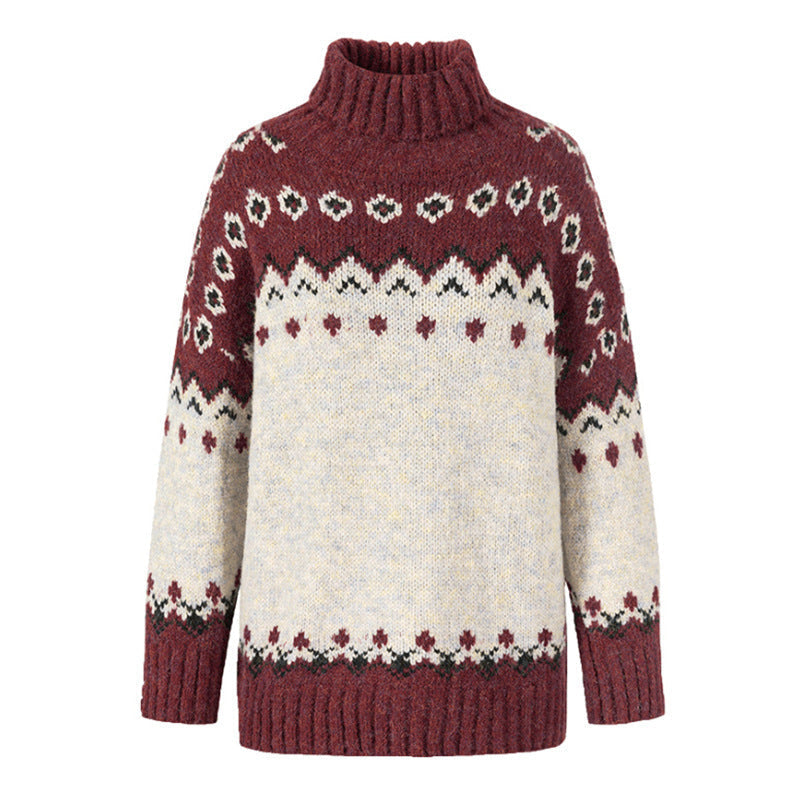 Rollkragenpullover Damen | Hoher Kragen & Ruhiges Muster 2