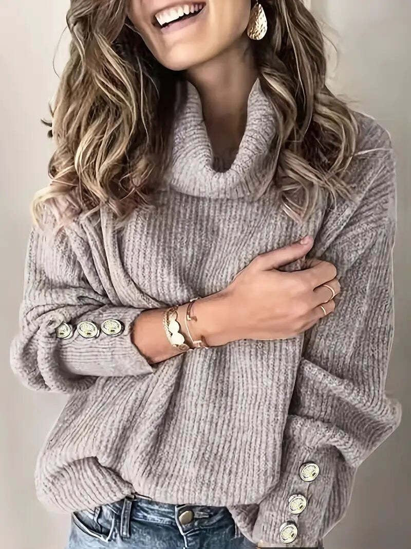 Rollkragenpullover Damen | Wasserfallkragen & Lockerer Schnitt 3