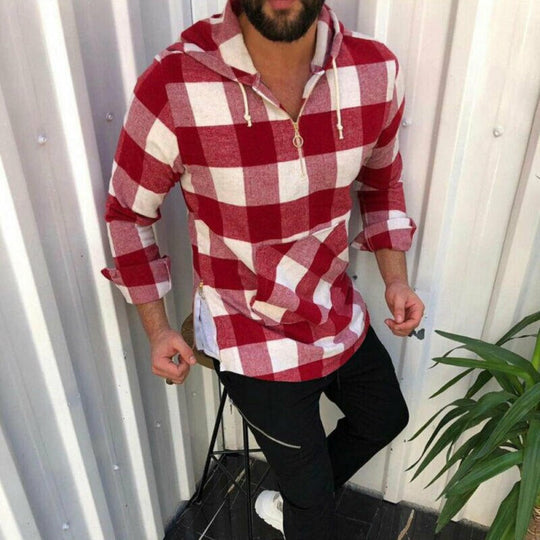 Hoodie Heren | Geruit Design met Capuchon