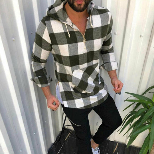 Hoodie Heren | Geruit Design met Capuchon
