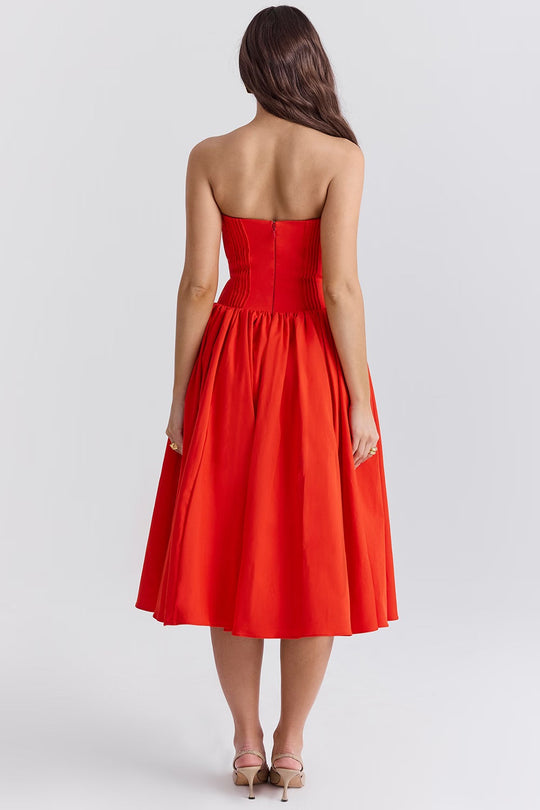 Rotes Midi-Cocktailkleid Damen - Alexia 4