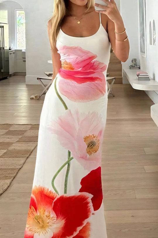 Rückenfreies Geblümtes Maxi-Sommerkleid Damen - Siletta 3