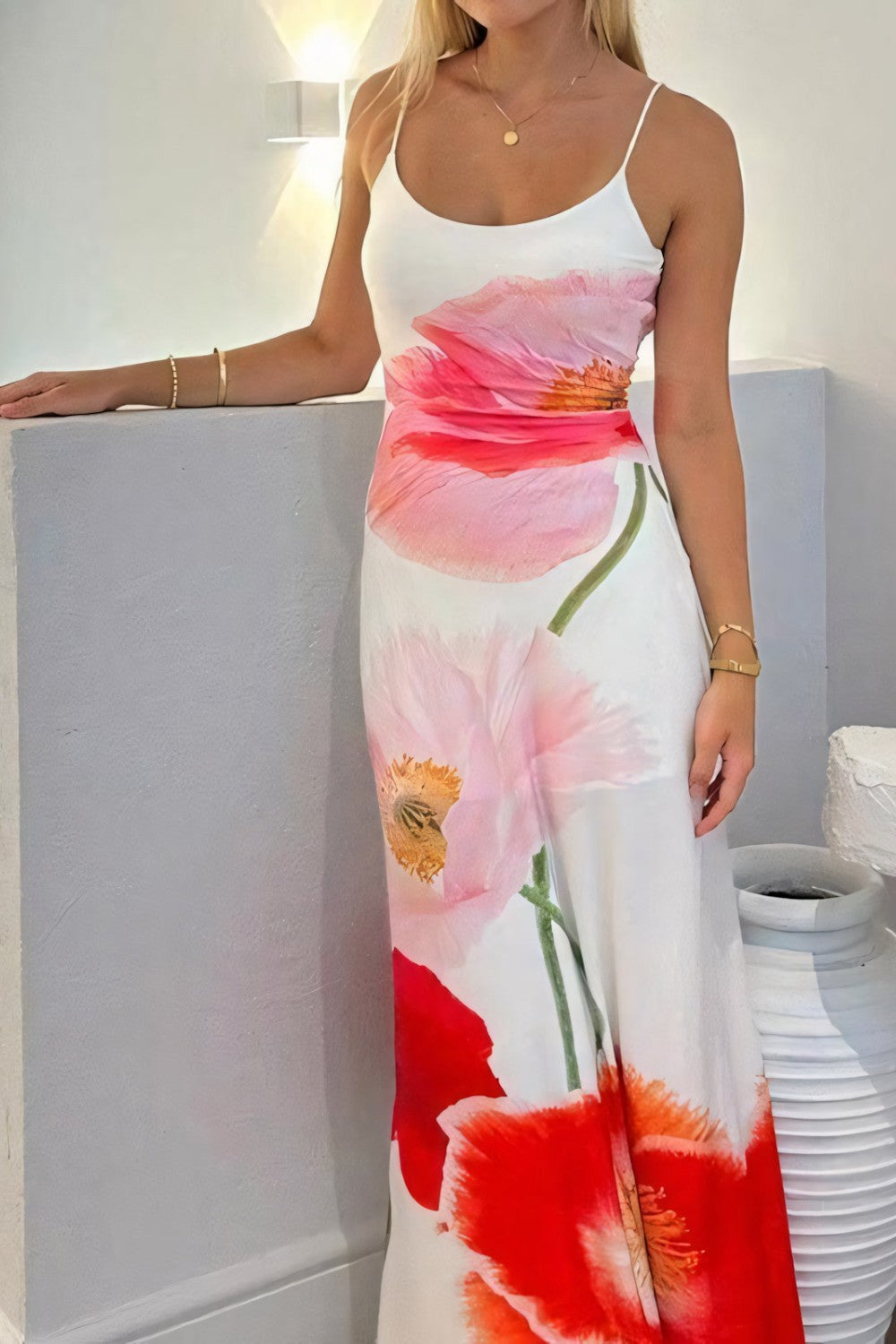 Rückenfreies Geblümtes Maxi-Sommerkleid Damen - Siletta 4