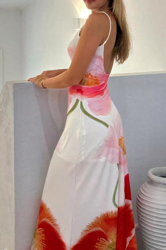 Rückenfreies Geblümtes Maxi-Sommerkleid Damen - Siletta 6