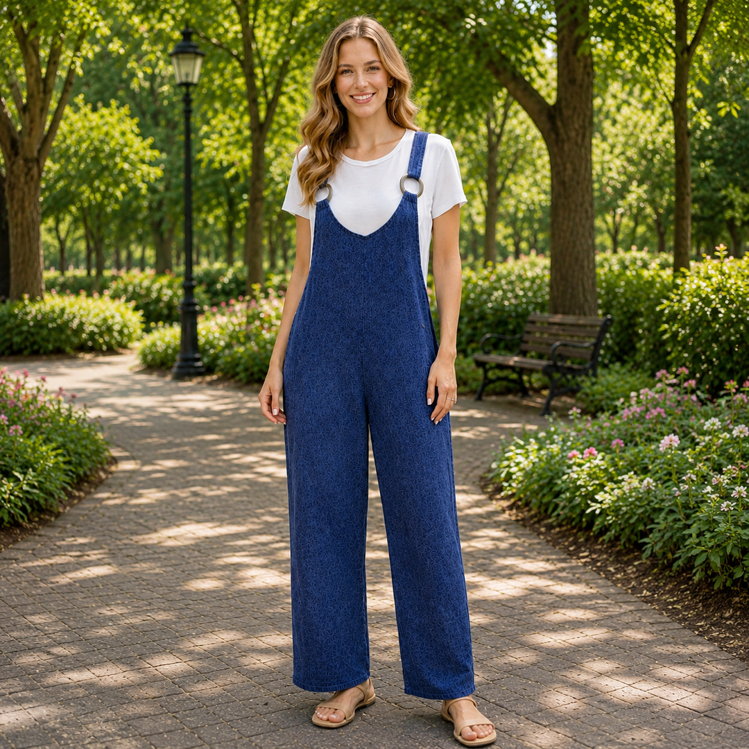 Rynoria - Dames set van losse overall en casual T-shirt 0