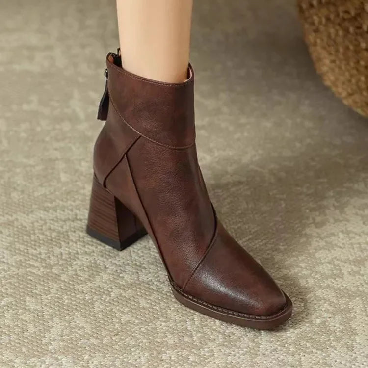 Stiefeletten Damen | Blockabsatz & Spitze Kappe