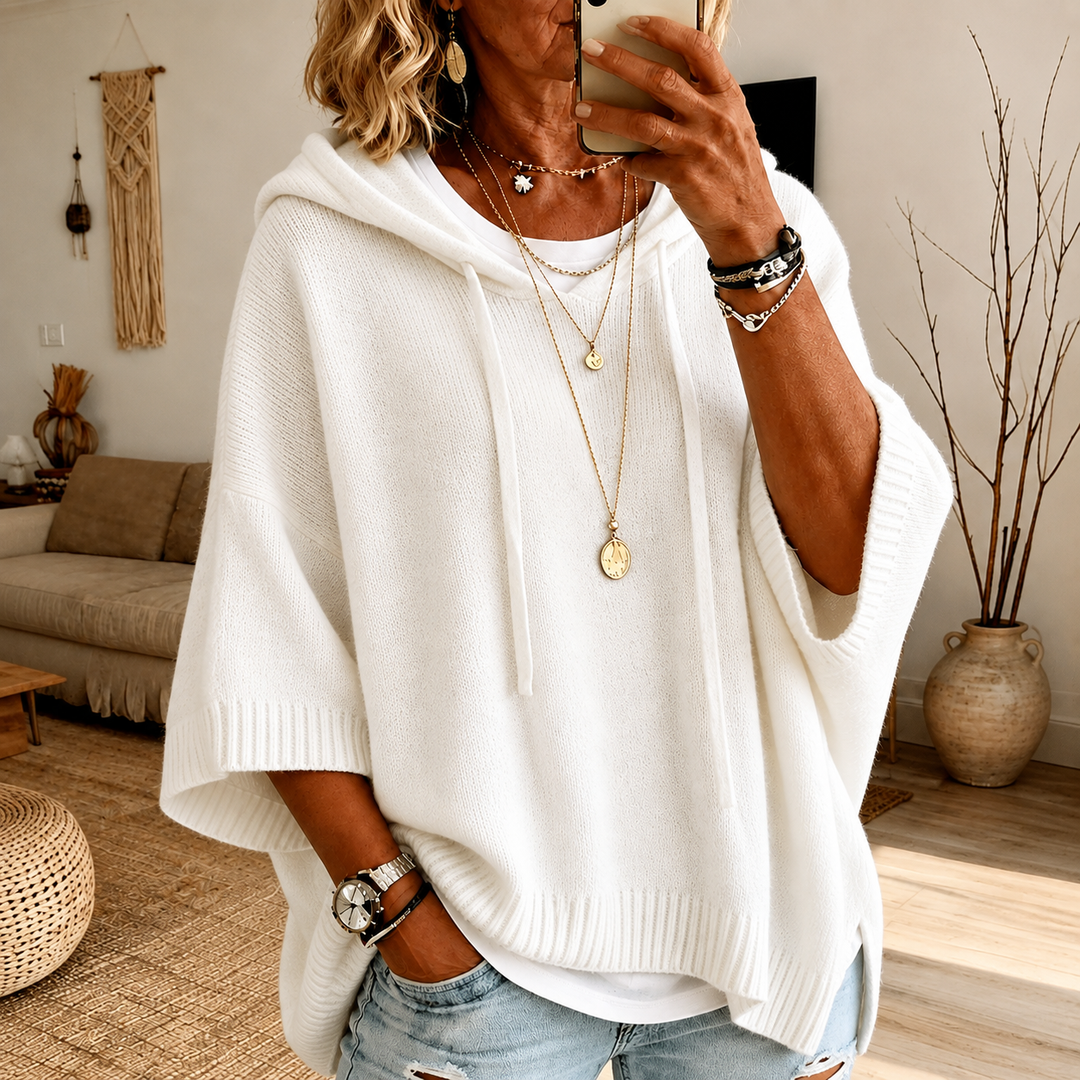 Strickpullover Damen | Kapuze & Ponchoschnitt 1