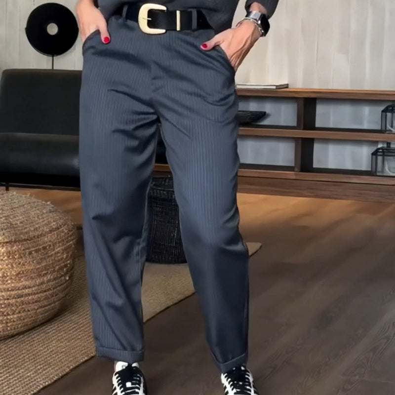 Damen Anzughose Hohe Taille Figurbetont Business Hose 1