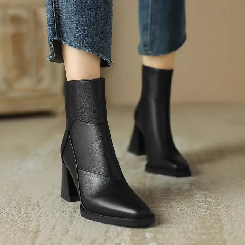Stiefeletten Damen | Blockabsatz & Spitze Kappe