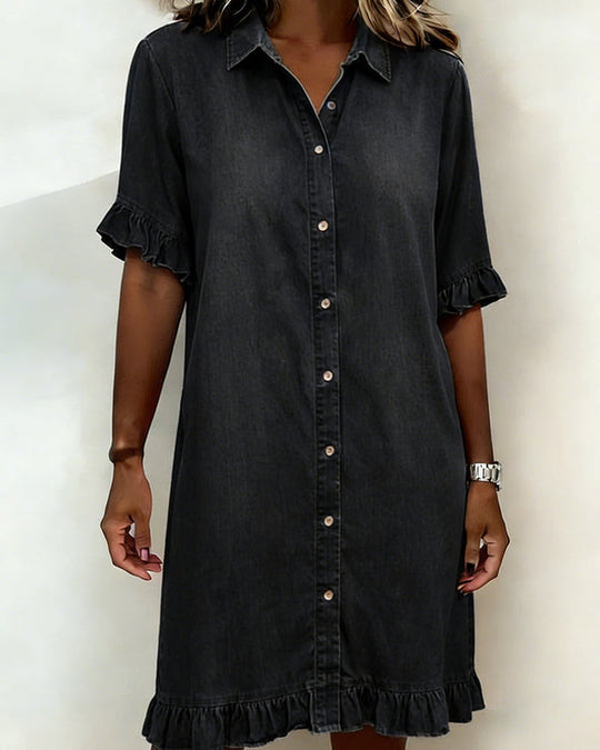 Sadie | Comfortabele Denim Jurk Met Flatterende Rimpeling 1