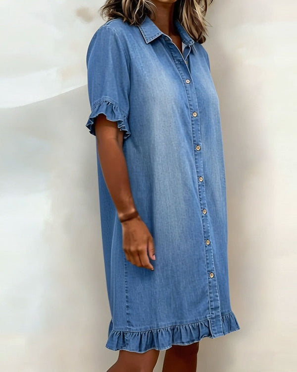 Sadie | Comfortabele Denim Jurk Met Flatterende Rimpeling 3
