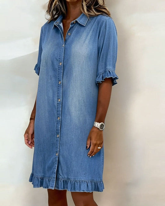 Sadie | Comfortabele Denim Jurk Met Flatterende Rimpeling 4