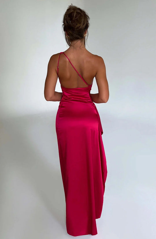 Satijnen Maxi Jurk | Eenschouder Model & Elegante Split