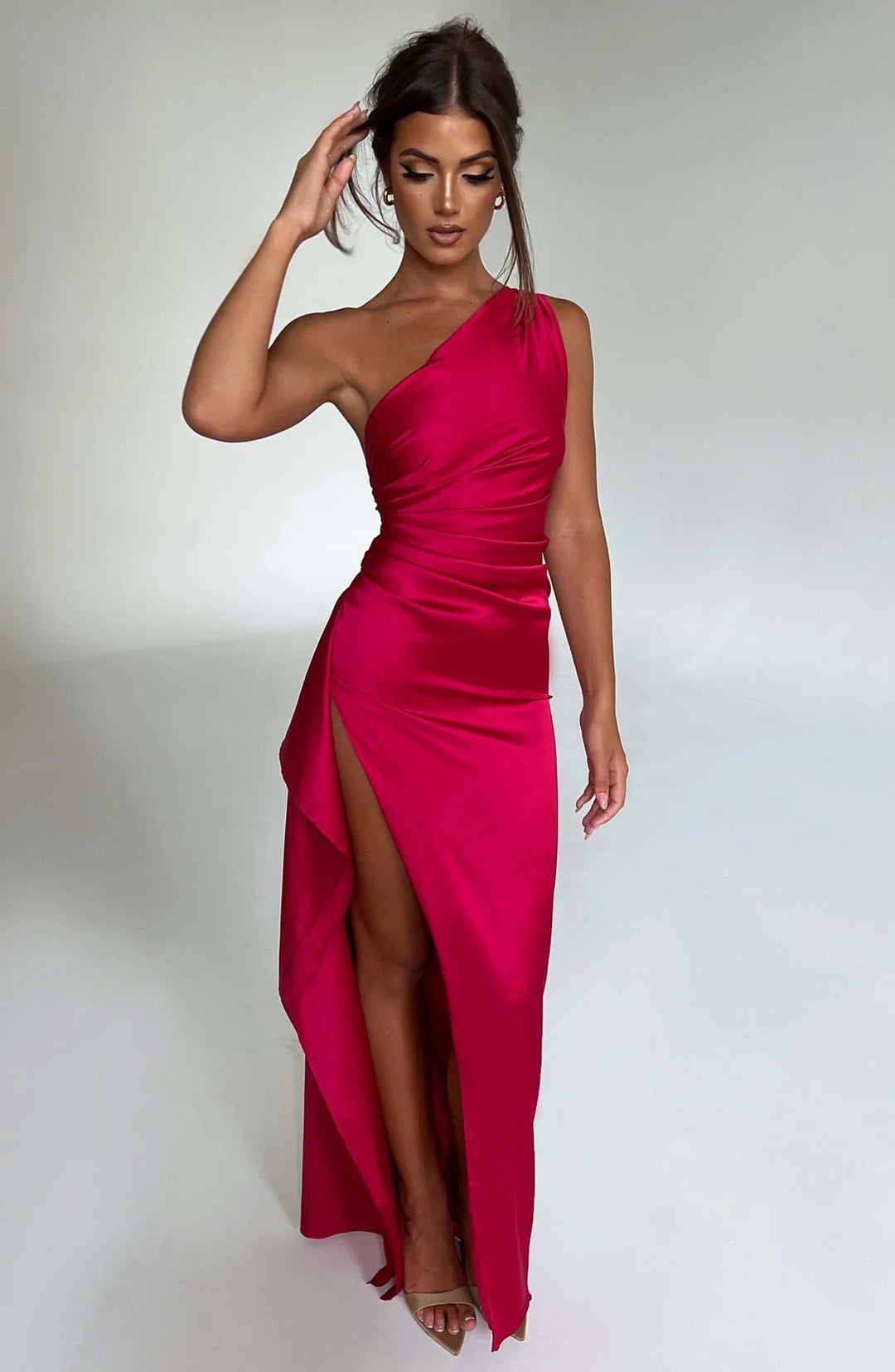 Satijnen Maxi Jurk | Eenschouder Model & Elegante Split