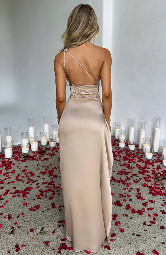 Satijnen Maxi Jurk | Eenschouder Model & Elegante Split