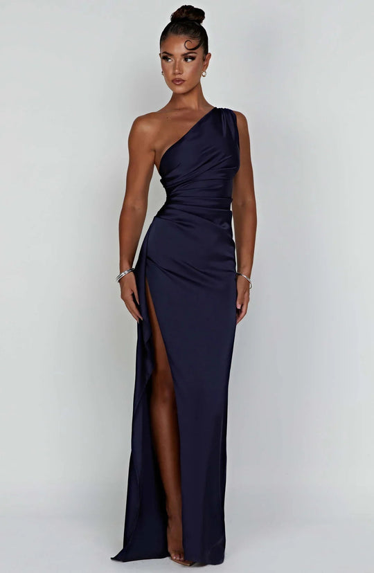 Satijnen Maxi Jurk | Eenschouder Model & Elegante Split