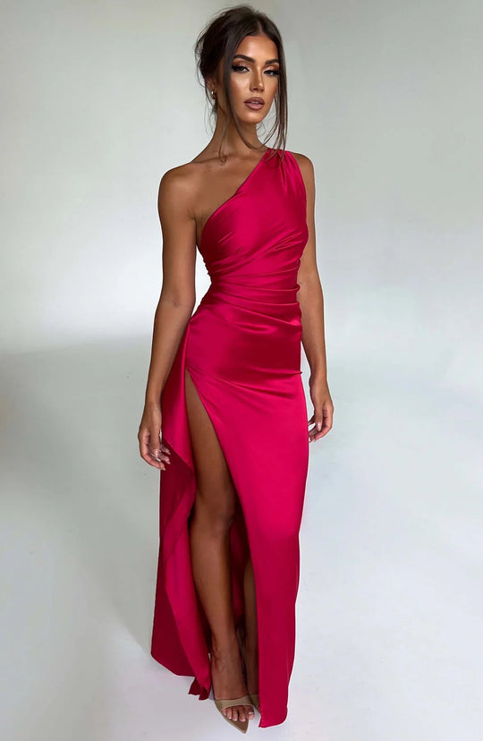 Satijnen Maxi Jurk | Eenschouder Model & Elegante Split