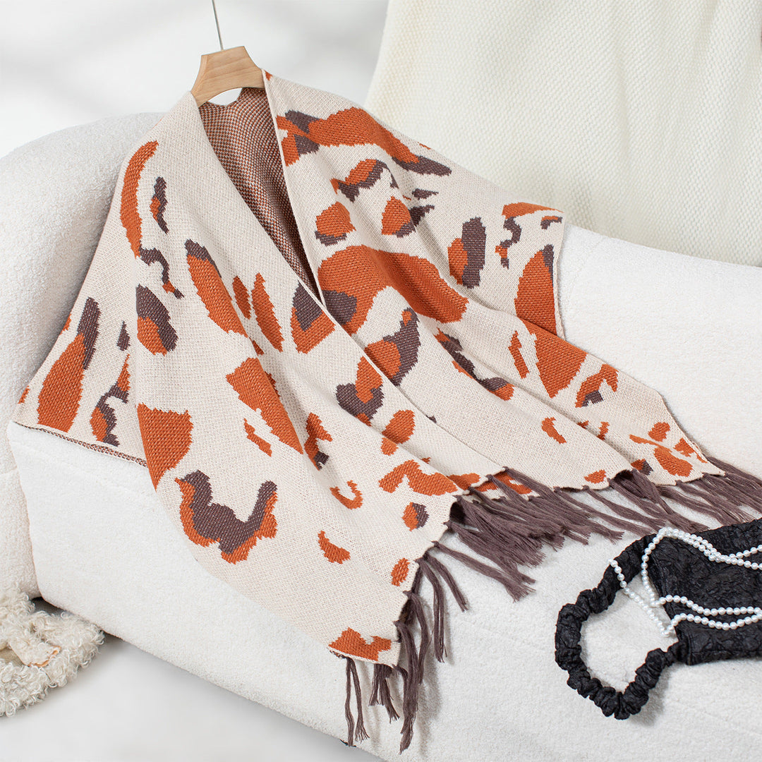 Schal Damen | Leopardenmuster & Fransen