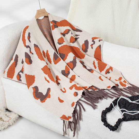 Schal Damen | Leopardenmuster & Fransen