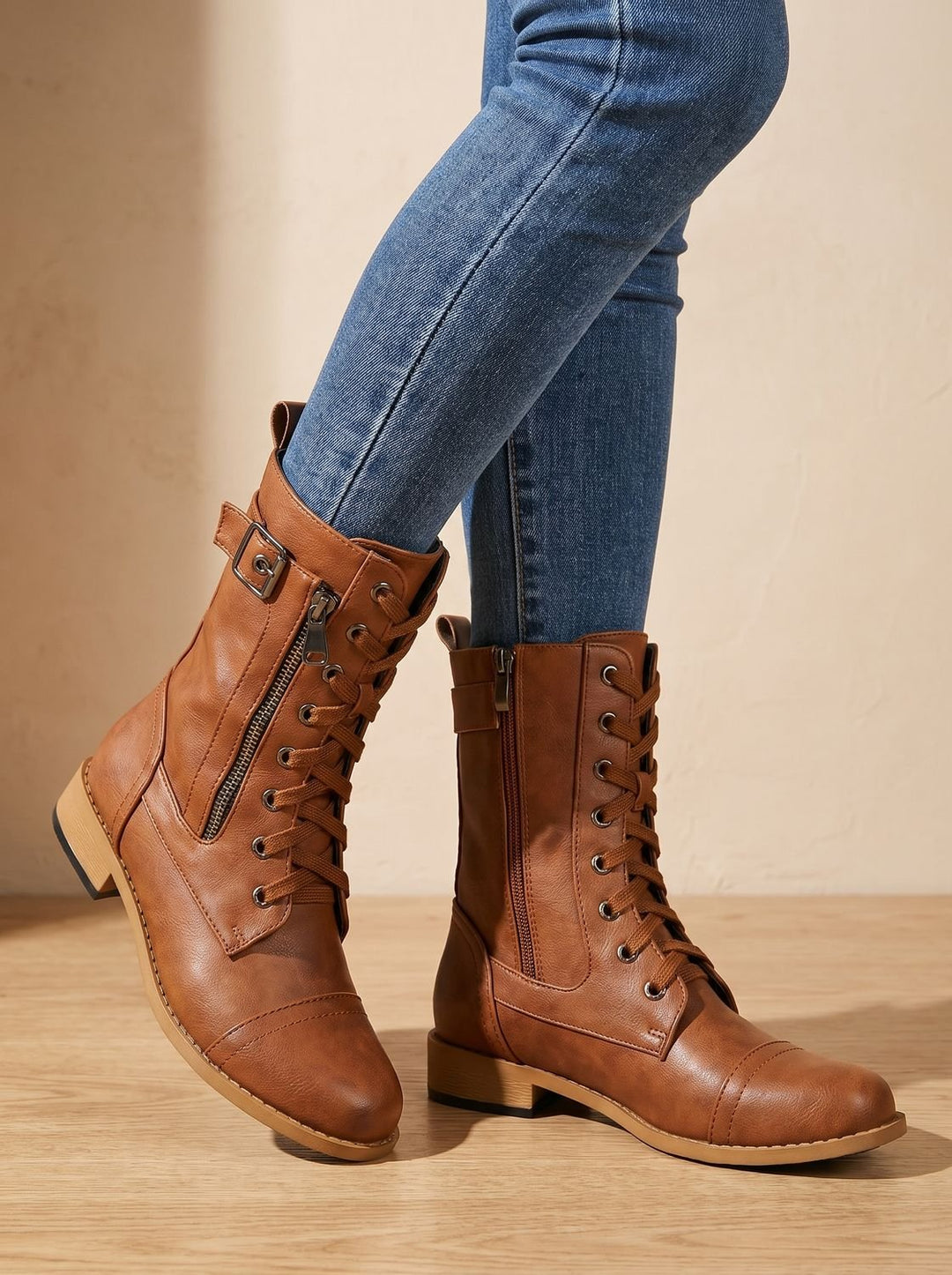 Schnürboots Damen | Mit Schnalle & Seitenreißverschluss