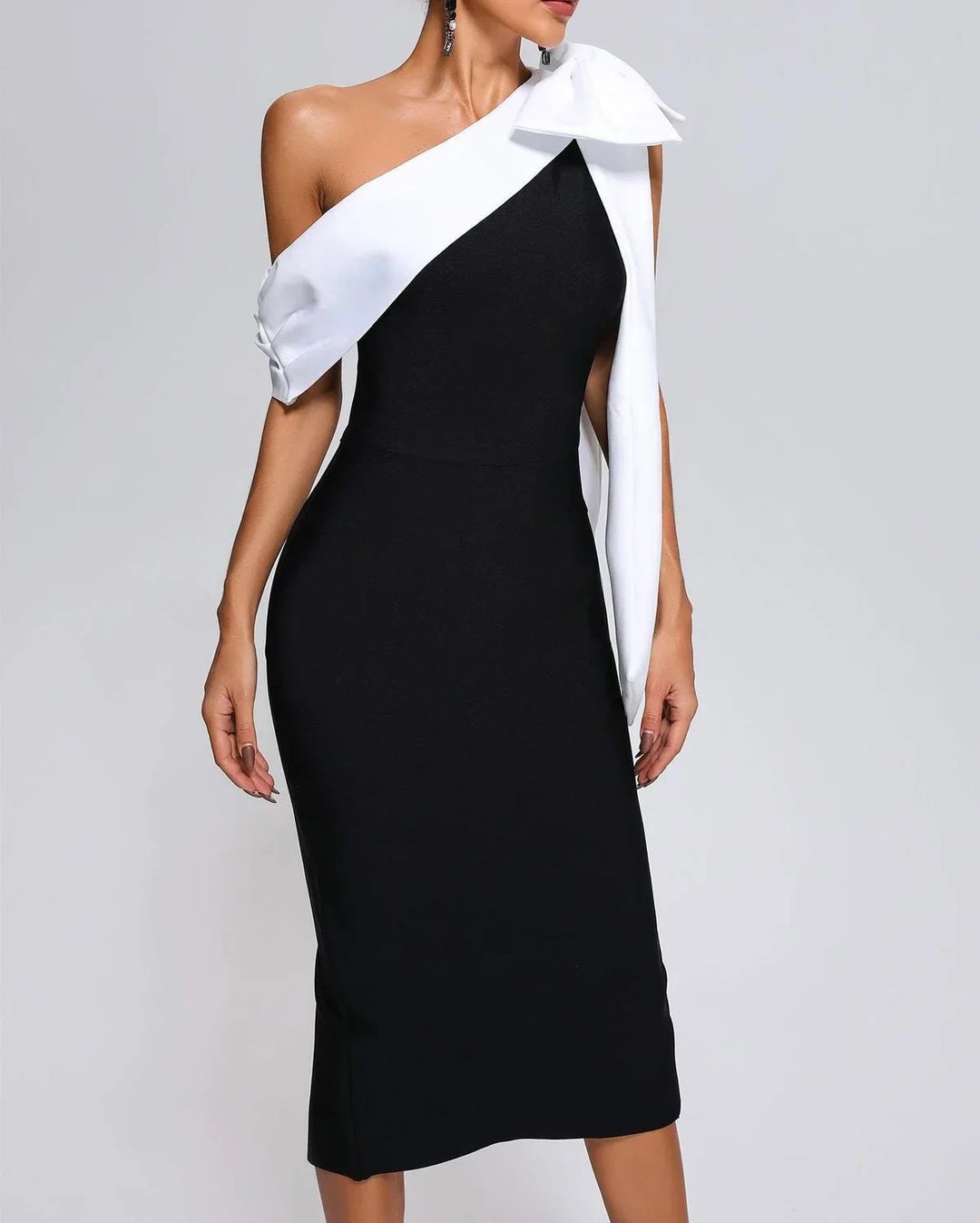 Schwarz-Weißes Midi-Galakleid Damen - Collette 6