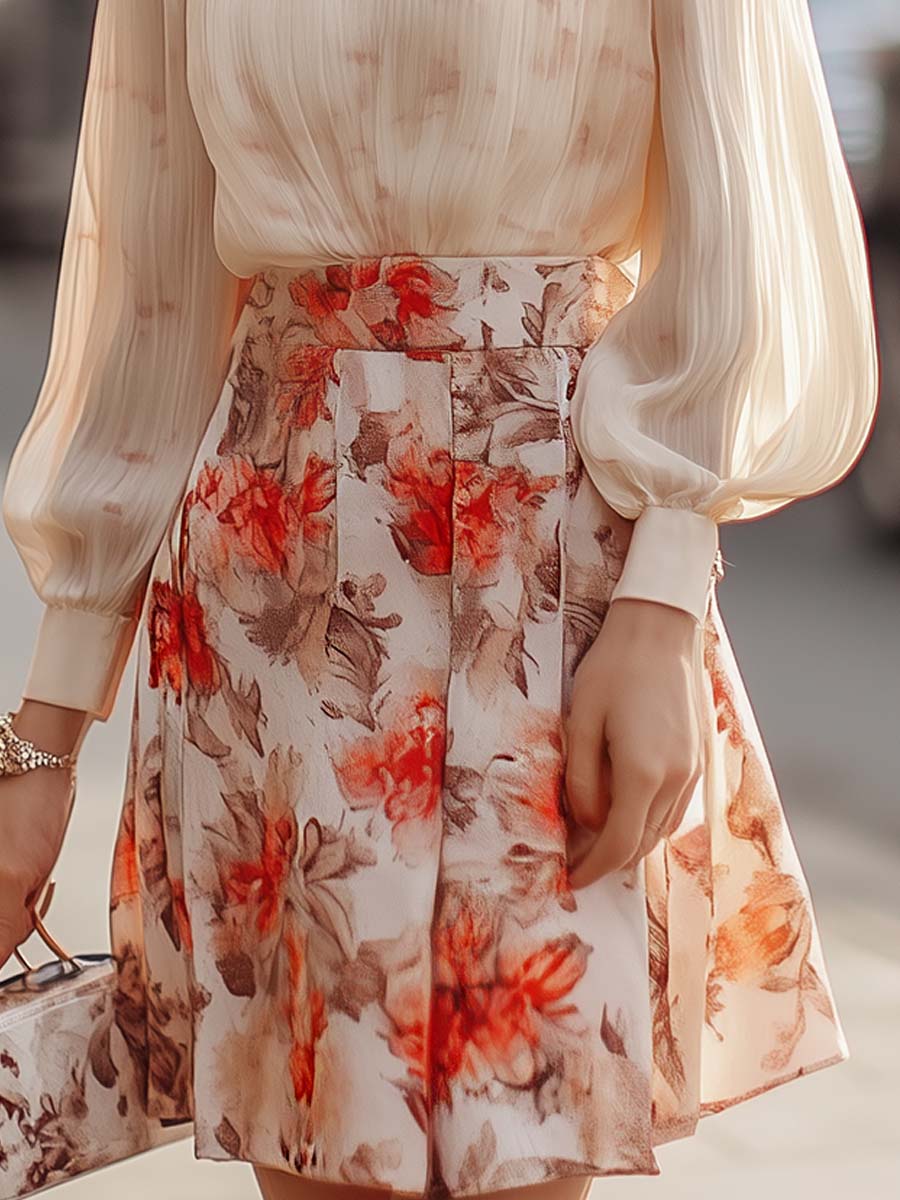Set Damen aus Faltenrock und Transparenter Bluse - Allanis